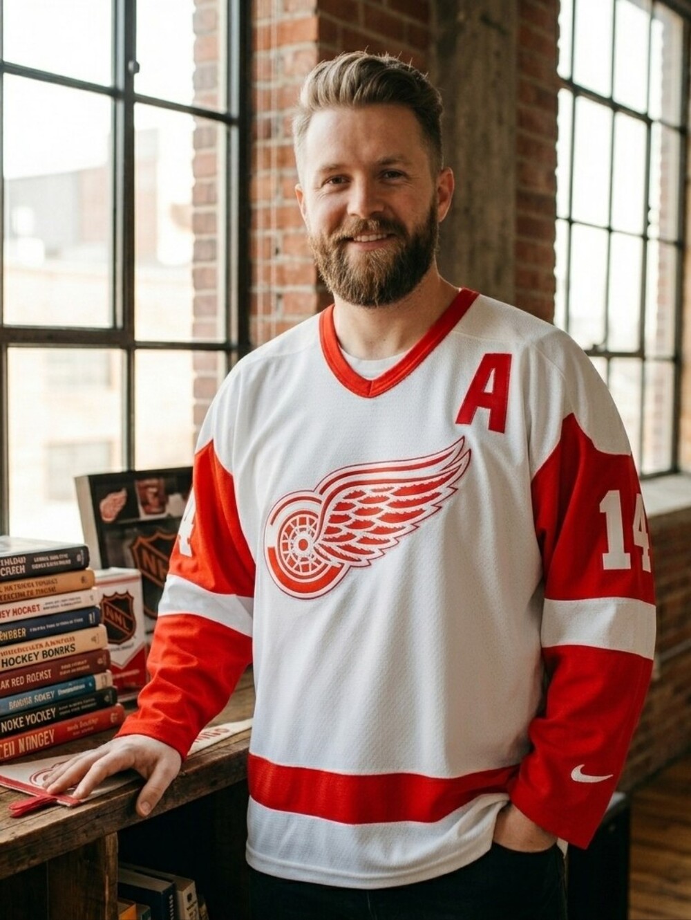 Vtg 90s Brendan Shanahan Detroit Red Wings Nike Jersey 14 NHL White XL Canada